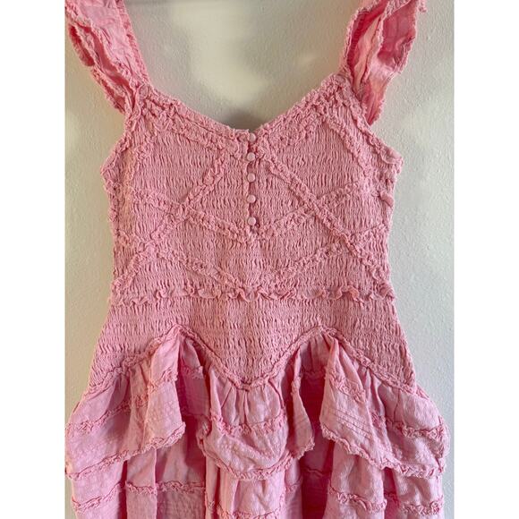 LoveShackFancy NWT Marsinia Large Ruffle Cotton Dress in Bubblegum Pink - Picture 4 of 16